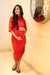 Glamorous Ribbed Brick Red Maternity Dress MOMZJOY.COM