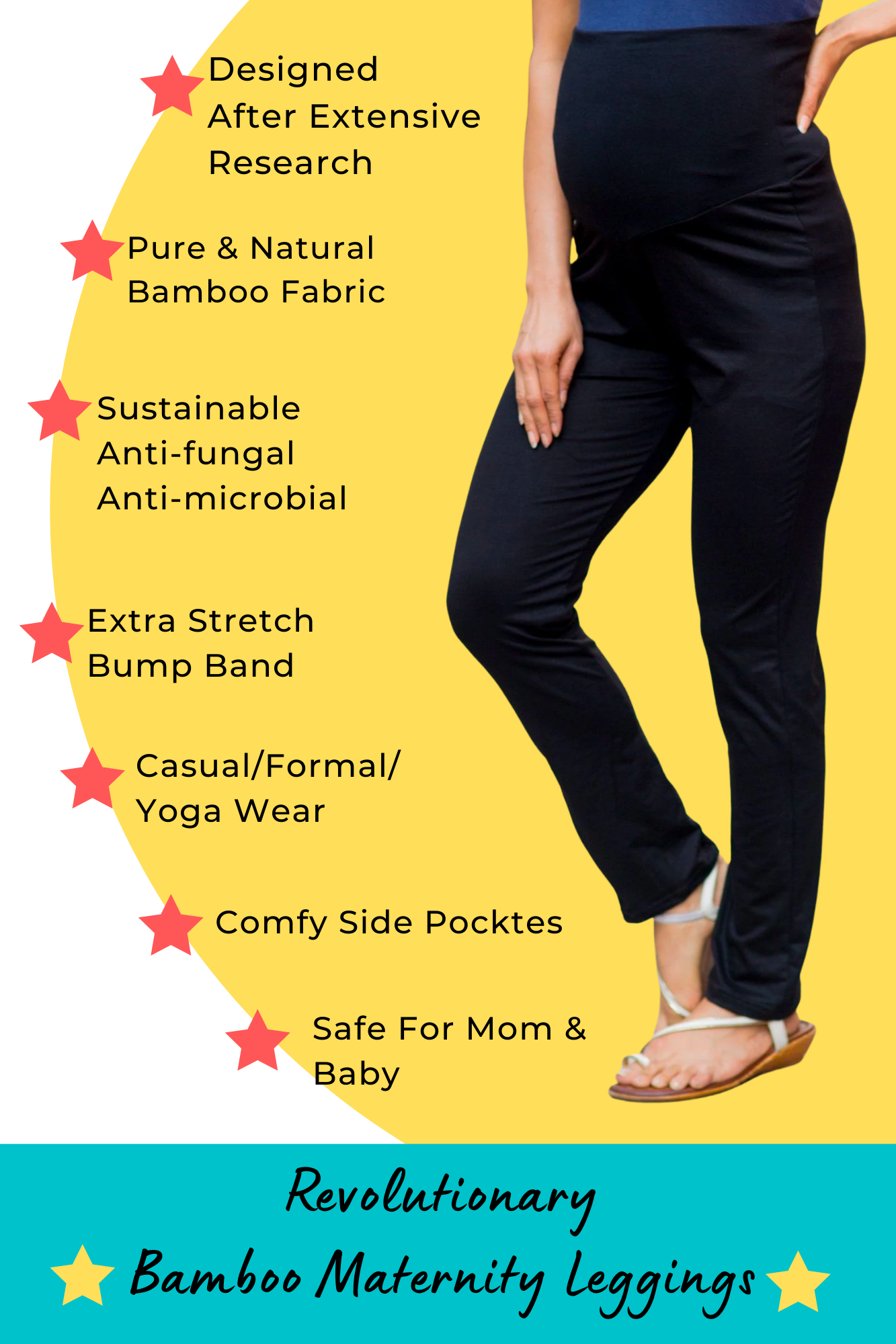 Bamboo Fiber Extra Long Maternity Leggings Essential Bamboo Pants