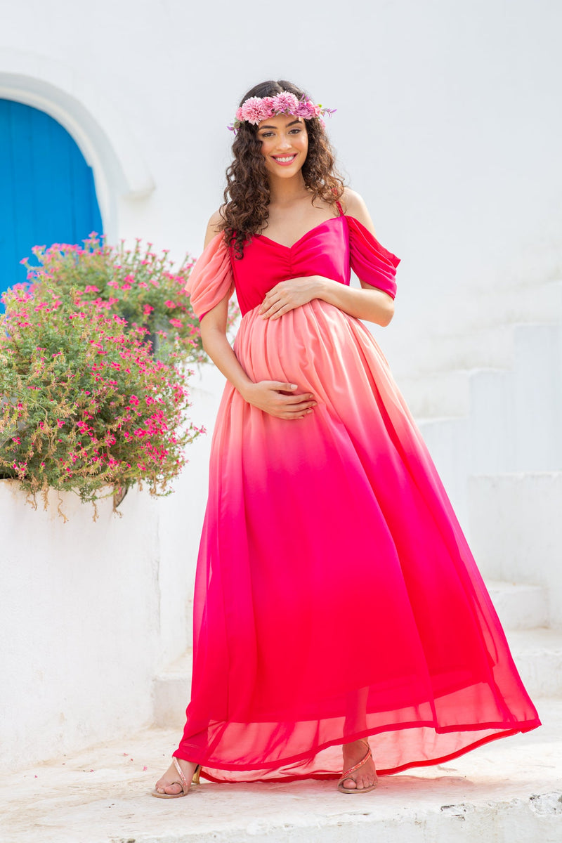 50% off Maternity Clothes! TMOYZQ Women's Elegant Fitted Off Shoulder  Maternity Dress Plus Size Long Bell Sleeves Formal Gowns for  Photoshoot/Baby Shower/Wedding Guest 