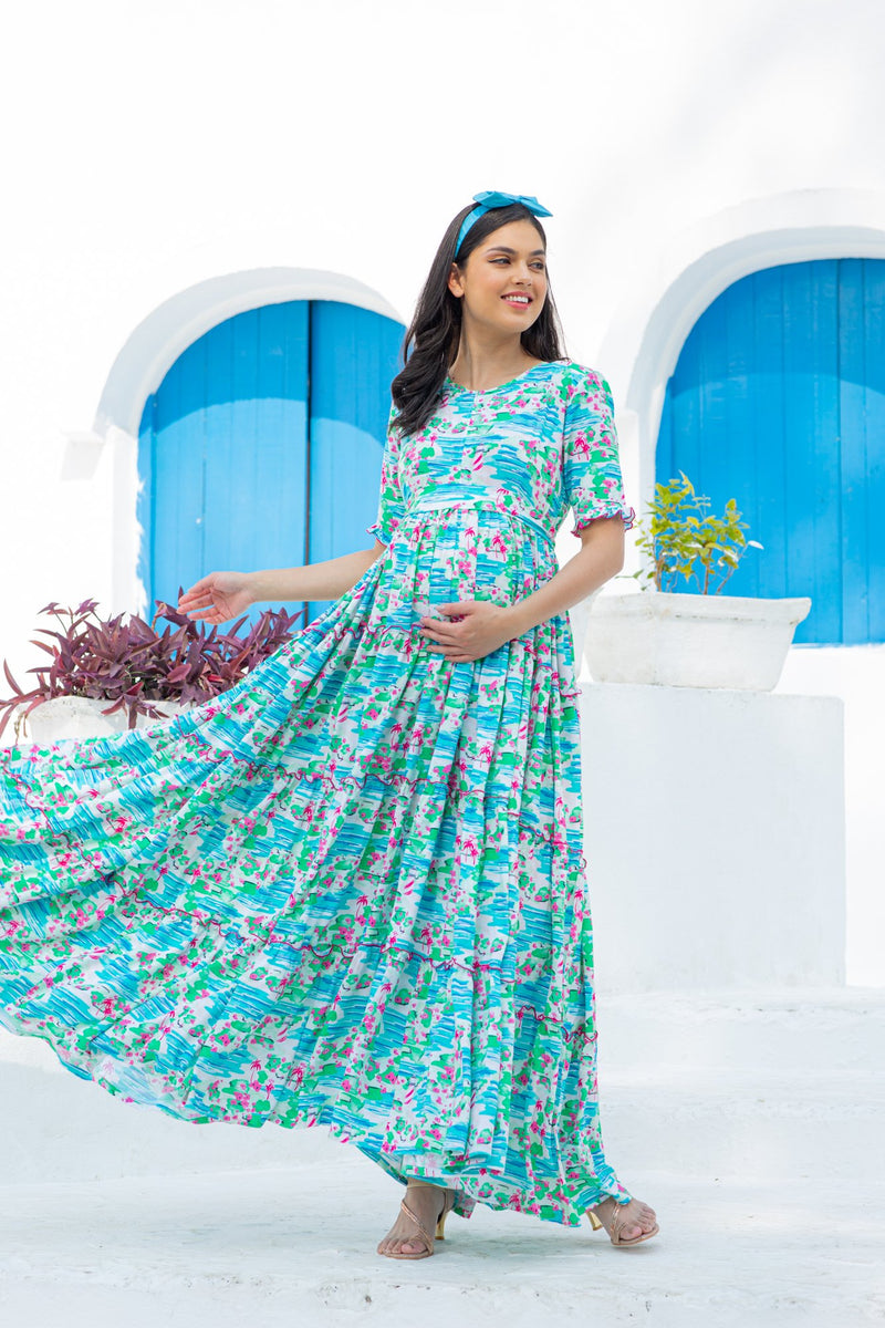 Floral Printed Maternity & Nursing Gown Dress at Rs 1609, Pregnancy  clothes, Pregnancy wear, Maternity fashion - Prathmesh Enterprises, Mumbai
