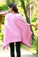 Cheerful Baby Pink Quilted Maternity Wool Poncho MOMZJOY.COM