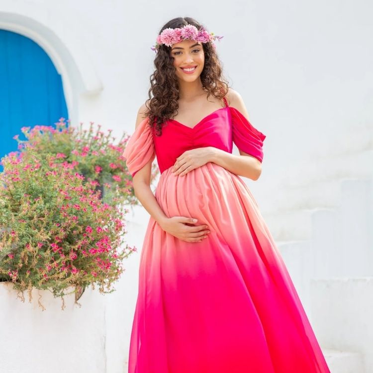 pink baby shower dresses for mom Luxury Maternity Gown, Pregnant guest, Chic Bump Club 106cm;m Pink Dresses For Bridal Shower