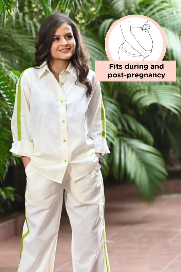 Classic Ivory Maternity & Nursing Coord Set (100% Cotton) (2 pc) momzjoy.com