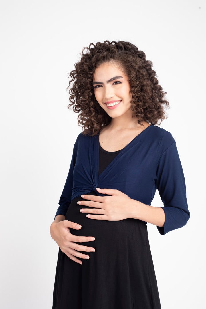 Breezy Black Maternity Dress + Jacket (2pc) MOMZJOY.COM