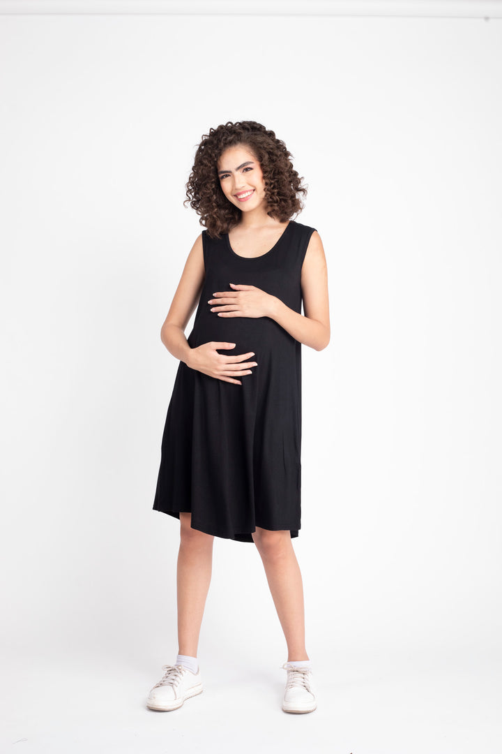 Breezy Black Maternity Dress + Jacket (2pc) MOMZJOY.COM