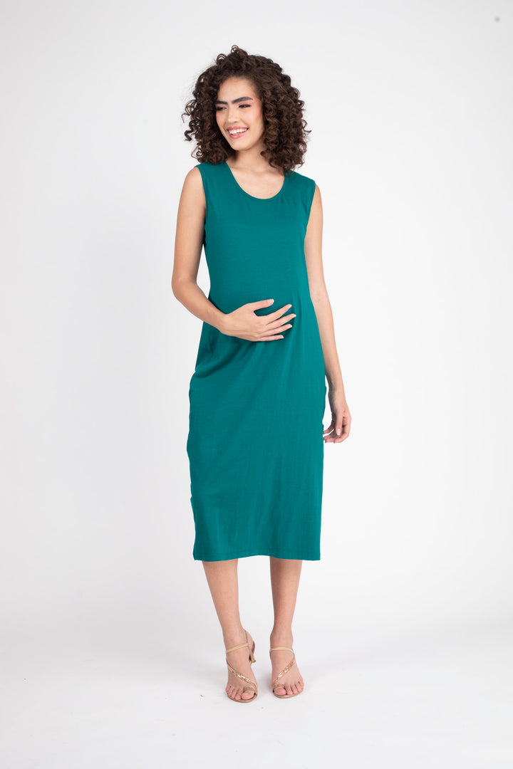 Teal Green Maternity Dress + Jacket (2pc) momzjoy.com