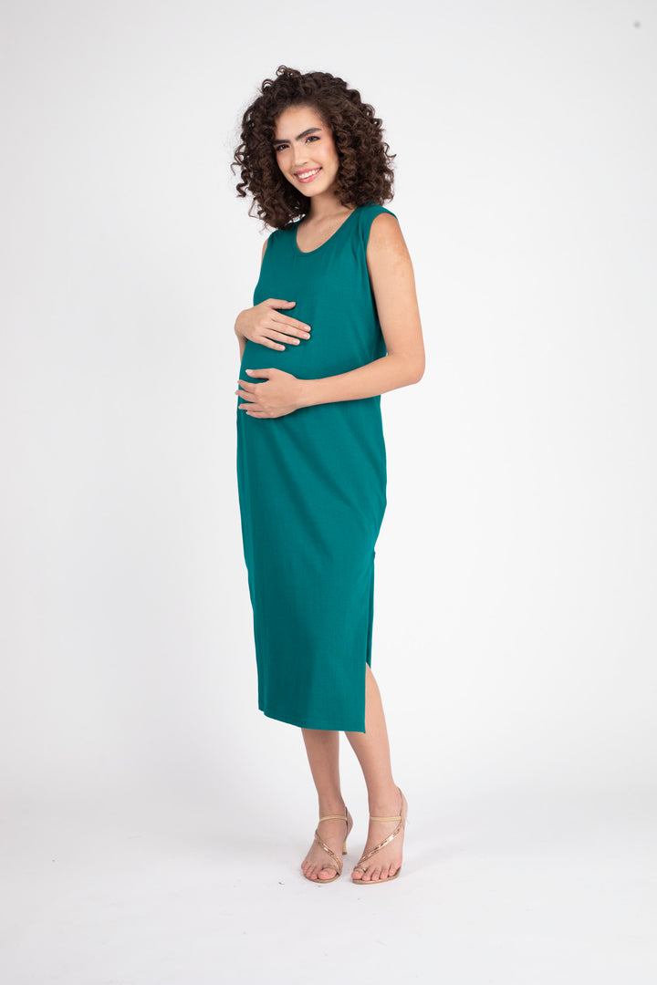 Teal Green Maternity Dress + Jacket (2pc) momzjoy.com