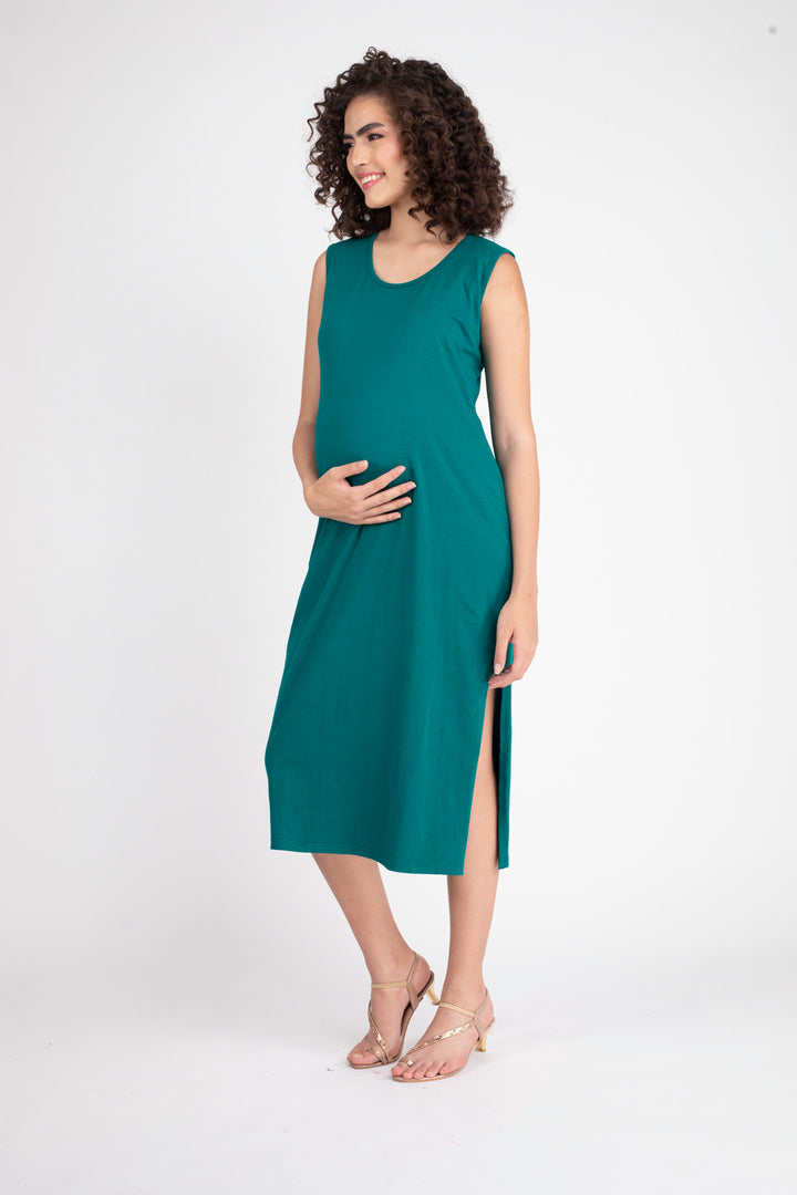 Teal Green Maternity Dress + Jacket (2pc) momzjoy.com