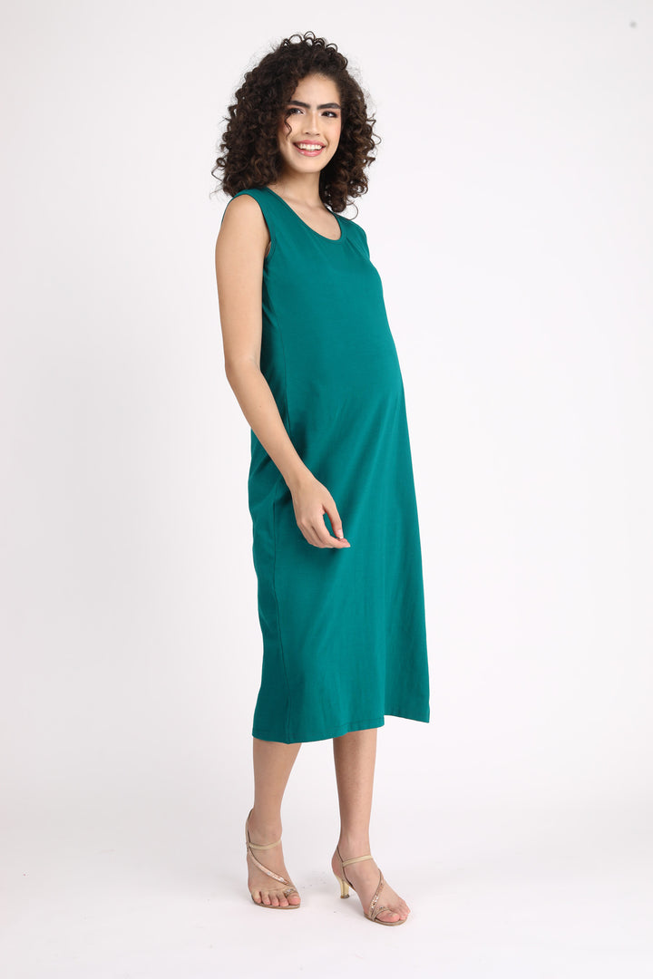 Teal Green Maternity Dress + Jacket (2pc) momzjoy.com