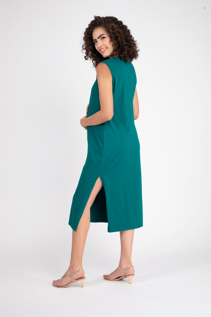 Teal Green Maternity Dress + Jacket (2pc) momzjoy.com