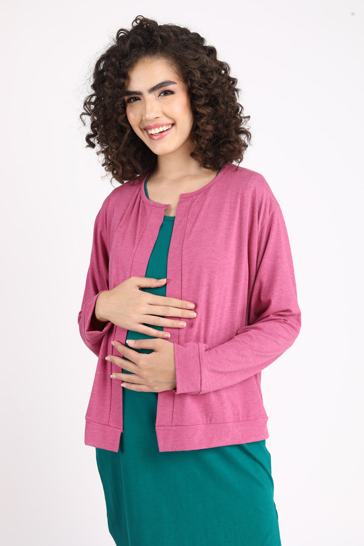 Teal Green Maternity Dress + Jacket (2pc) momzjoy.com