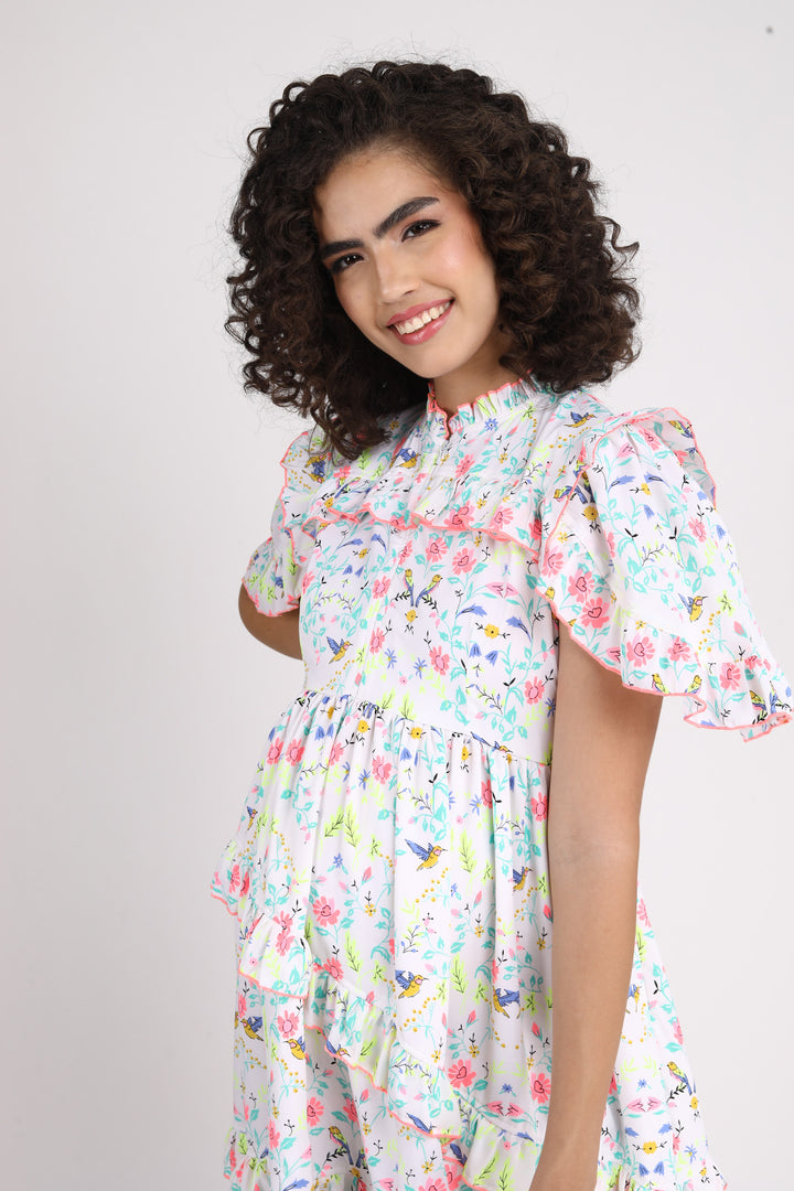 Eden Tropical Maternity & Nursing Frill Dress momzjoy.com