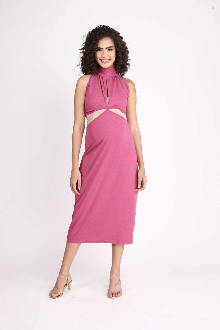 Gorgeous Mauve Maternity Fitted Dress MOMZJOY.COM