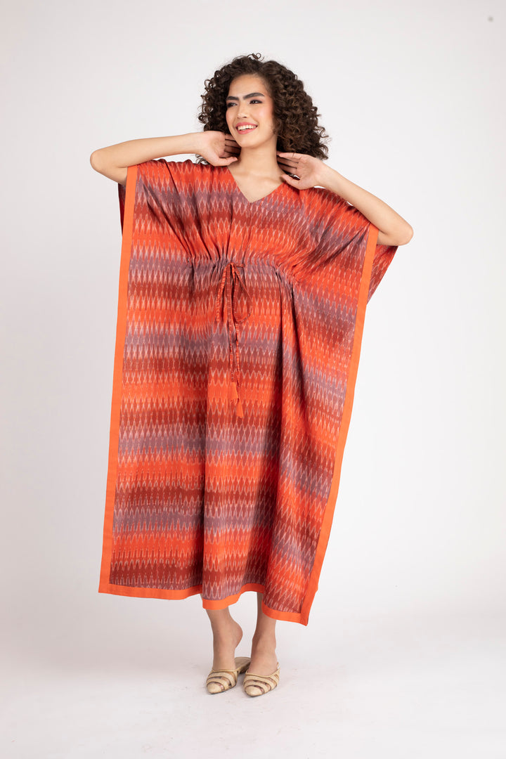 Flame Ikat Maternity & Nursing Kaftan (100% Cotton) momzjoy.com