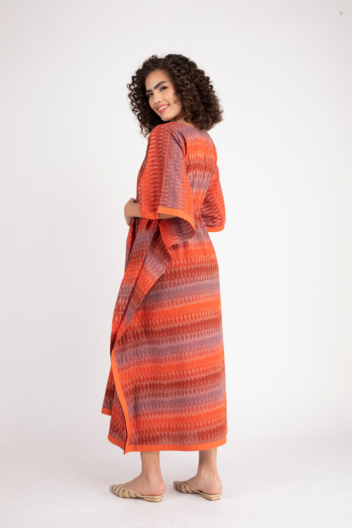 Flame Ikat Maternity & Nursing Kaftan (100% Cotton) momzjoy.com