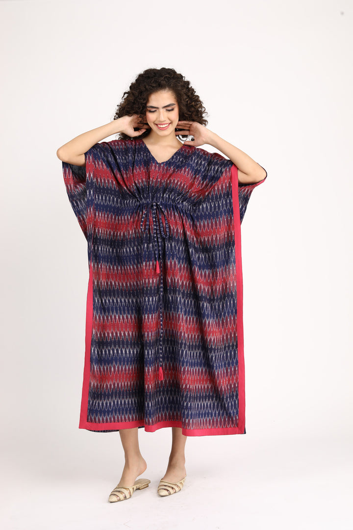 Indigo Ikat Maternity & Nursing Kaftan (100% Cotton) momzjoy.com