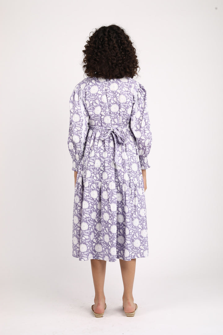 Dewberry Floral Maternity & Nursing Gathered Dress (100% Cotton) momzjoy.com