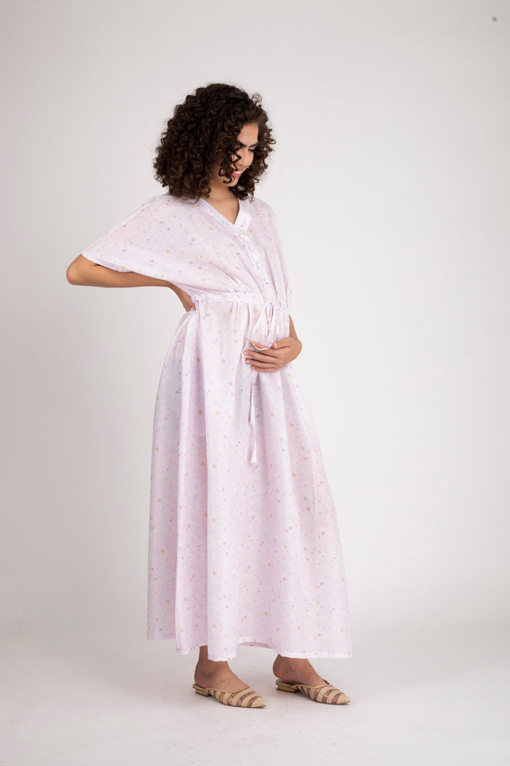 Starry Cloud Maternity & Nursing Dress / Delivery Gown/ Night Dress MOMZJOY.COM