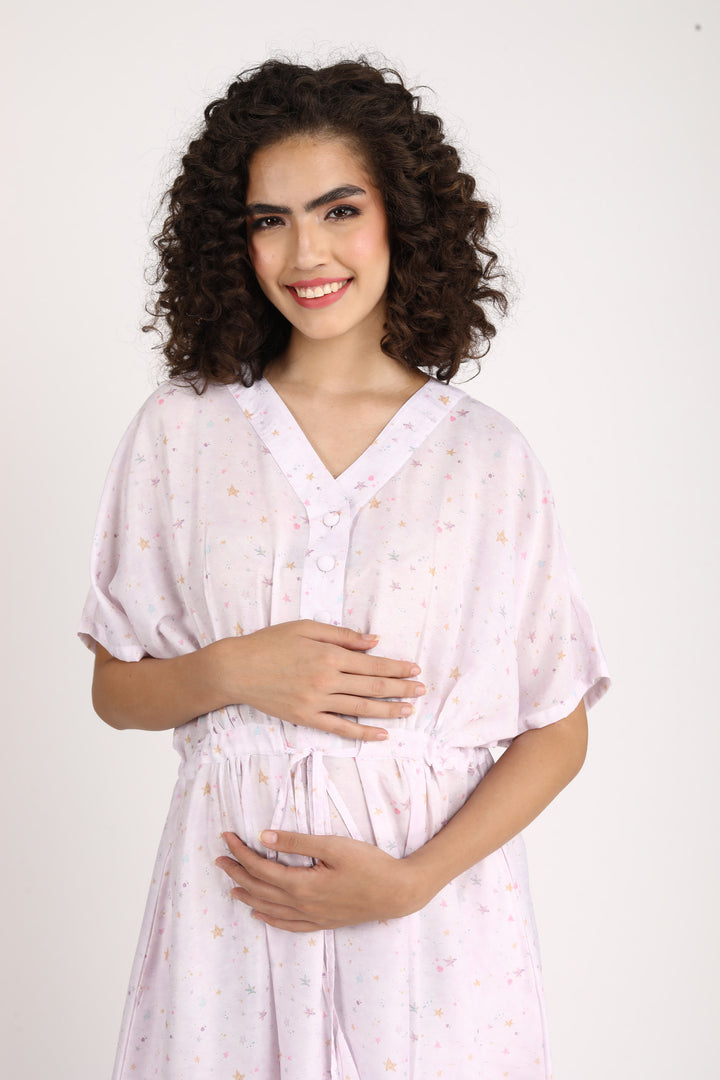 Starry Cloud Maternity & Nursing Dress / Delivery Gown/ Night Dress MOMZJOY.COM