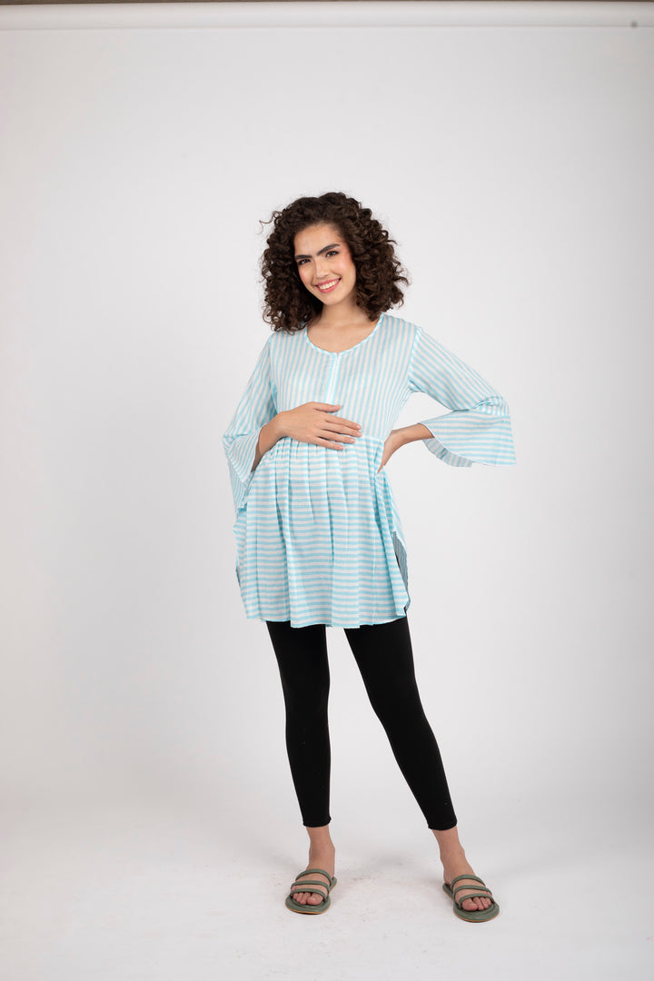 Cruise Striped Maternity & Nursing Top (100% Cotton) MOMZJOY.COM