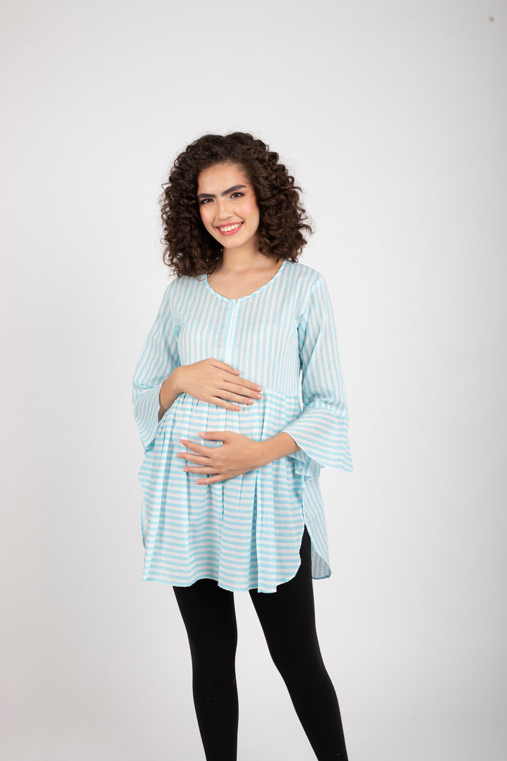 Cruise Striped Maternity & Nursing Top (100% Cotton) MOMZJOY.COM