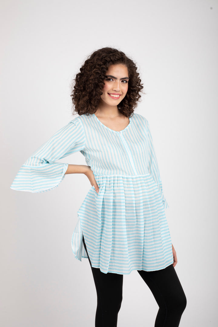 Cruise Striped Maternity & Nursing Top (100% Cotton) MOMZJOY.COM