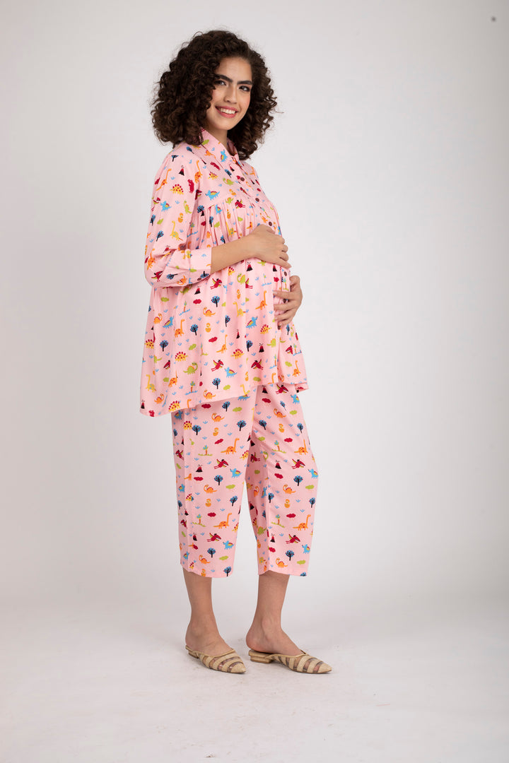 Cute Forest Maternity & Nursing Lounge Coord Set (2Pc) momzjoy.com