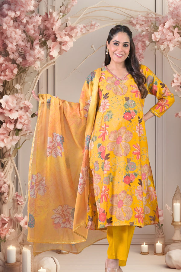 Canary Maternity & Nursing Kurta + Bump Band Bottom + Dupatta (3 Pc) (100% Cotton) momzjoy.com