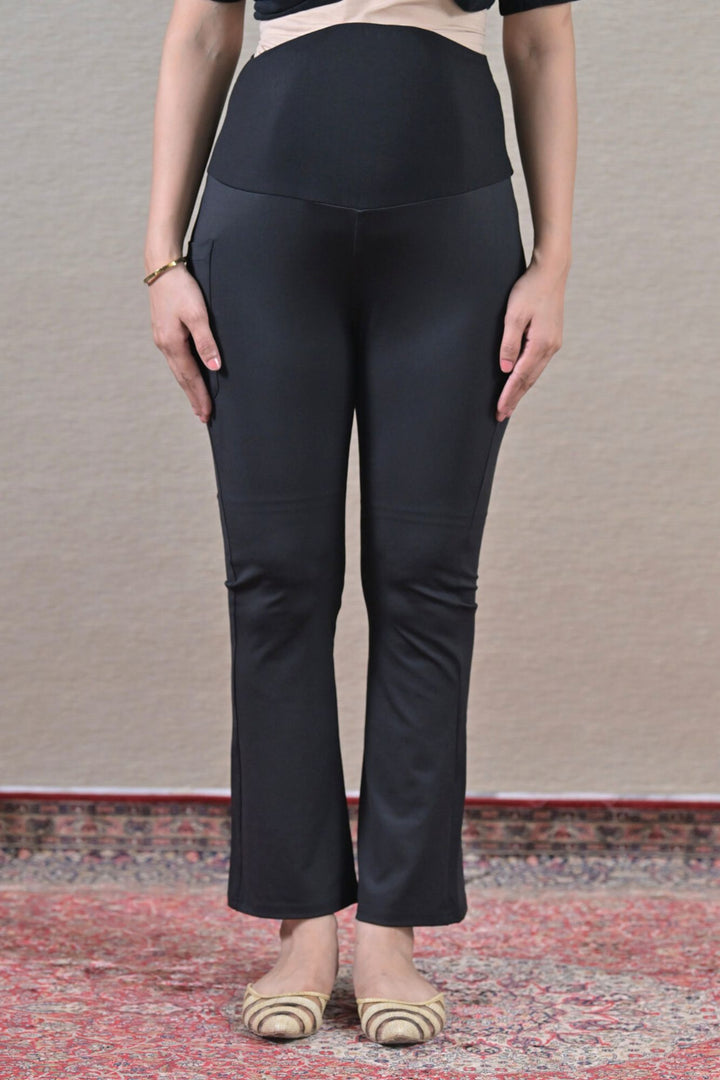 Ebony Black Over The Bump Boot Pant MOMZJOY.COM