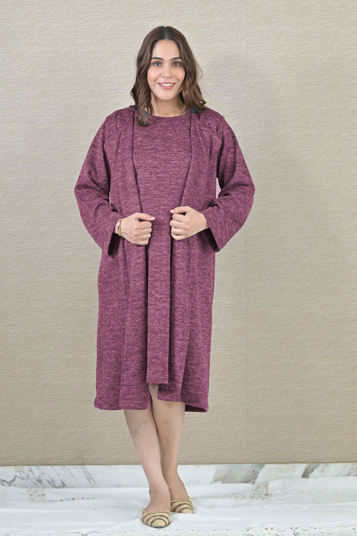 Breezy Purple Maternity Winter Cover Up momzjoy.com