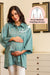 Premium Dusty Cyan Green Embroidered Maternity & Nursing Shirt momzjoy.com