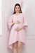 Baby Pink Dotted Maternity & Nursing Crepe Shirt Dress momzjoy.com