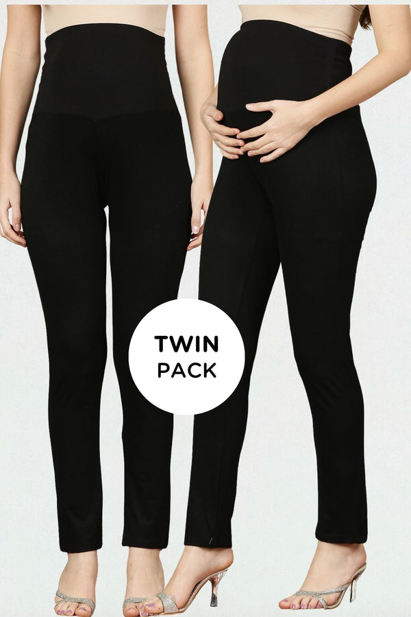Maternity Black Leggings - Twin Pack MOMZJOY.COM