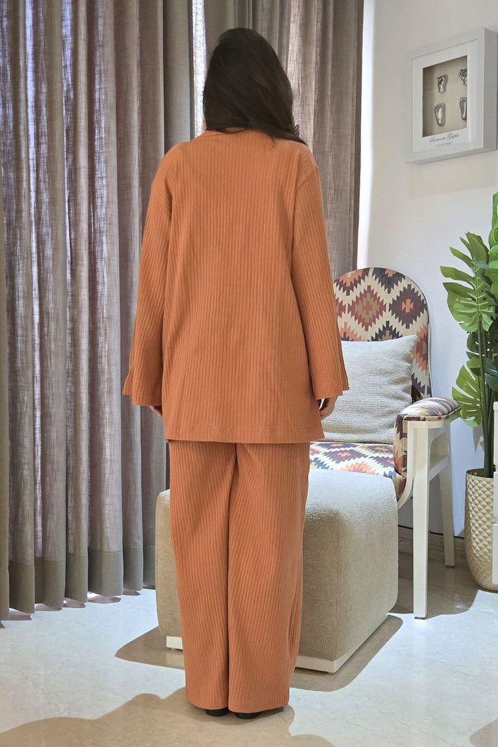 Ribbed Rust Maternity Stretchable Coord Set (2 pc) momzjoy.com