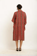 Classic Reddish Brown Striped Maternity & Nursing Kaftan Dress (100% Cotton) MOMZJOY.COM
