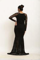 Exclusive Black Elegant Embroidered Lace Maternity Photoshoot Gown MOMZJOY.COM