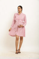 Poppy Red Striped Maternity & Nursing Wrap Shirt Dress momzjoy.com