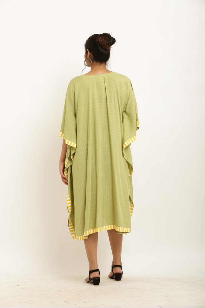 Majestic Olive Green Checks Maternity & Nursing Kaftan momzjoy.com