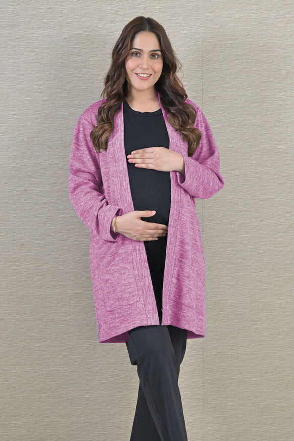 Charming Pink Maternity Winter Cover Up momzjoy.com