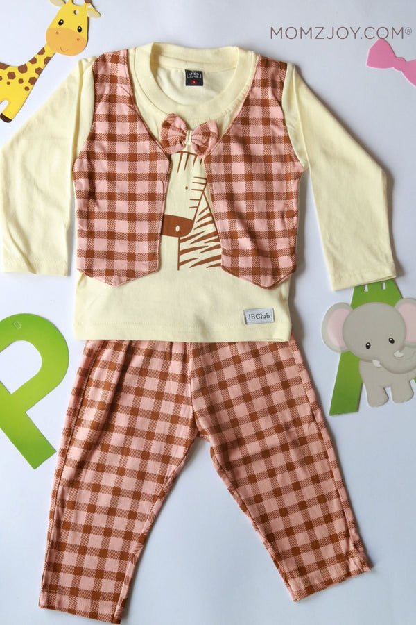 Peach Check Baby African Safari Set (0-18m) MOMZJOY.COM