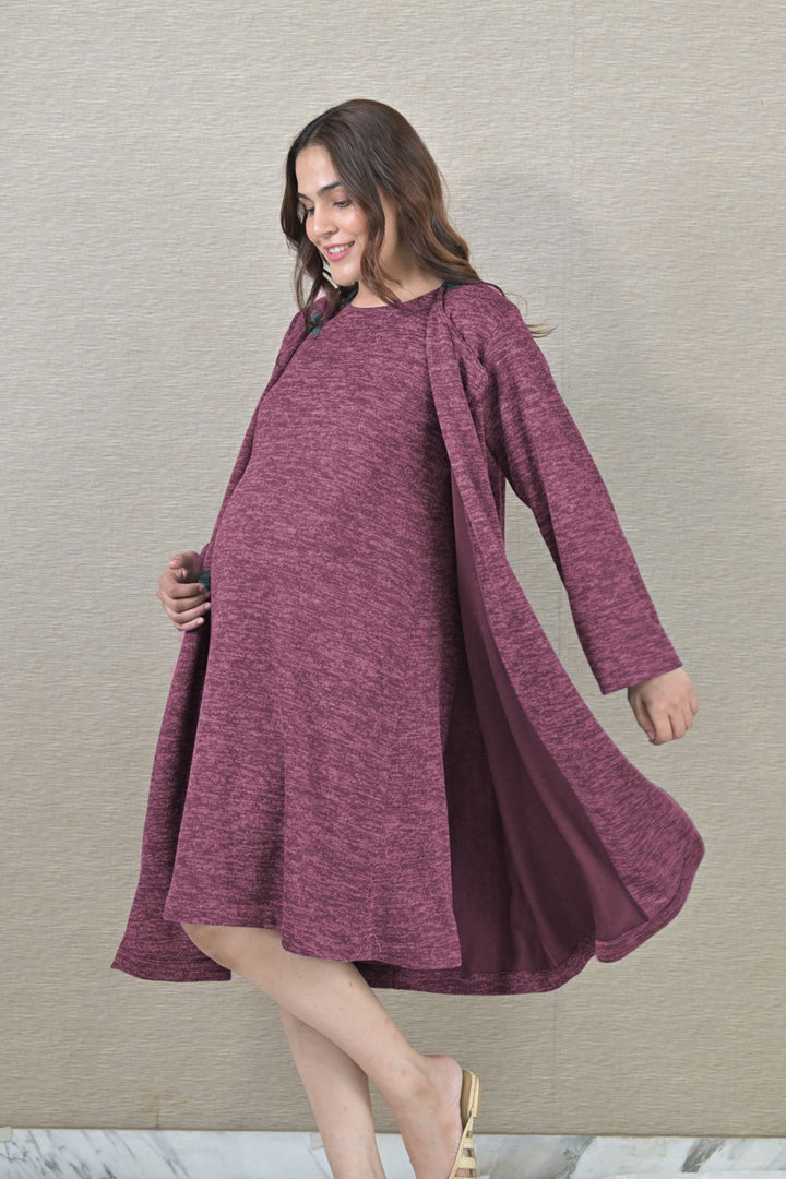 Breezy Purple Maternity Winter Cover Up momzjoy.com