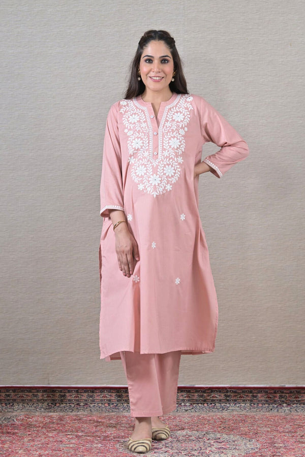 Timeless Embroidered Maternity & Nursing Kurta + Bump Band Bottom (2 pc) (100% Cotton) momzjoy.com