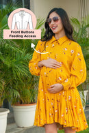 Breezy Marigold Classic Sprinkle Maternity & Nursing Shirt Dress momzjoy.com