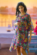 Jolly Multicolor Maternity & Nursing Shirt Dress momzjoy.com