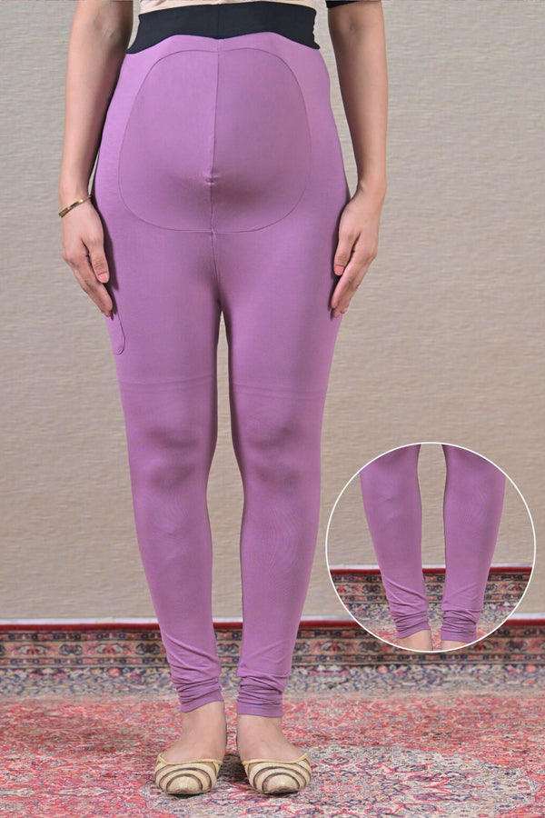 Mauve Over The Bump Leggings (BAMBOO LYCRA - FITTED) MOMZJOY.COM