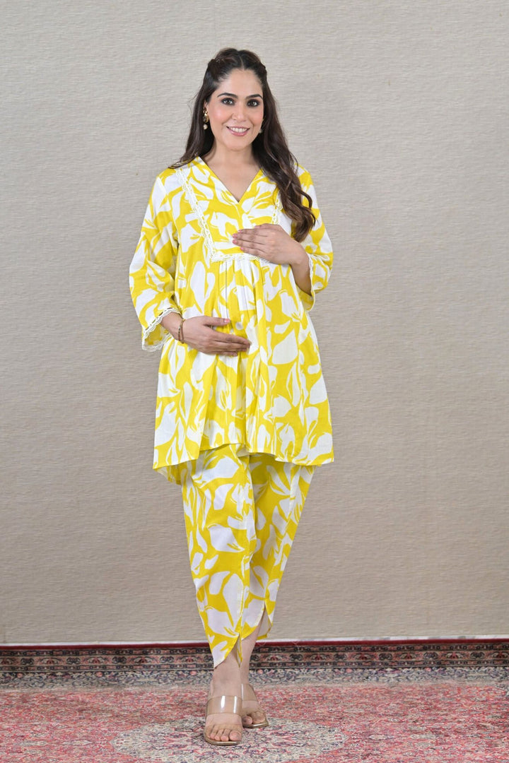 Lemony Maternity & Nursing Kurta + Bump Band Bottom (2 pc) (100% Cotton) momzjoy.com