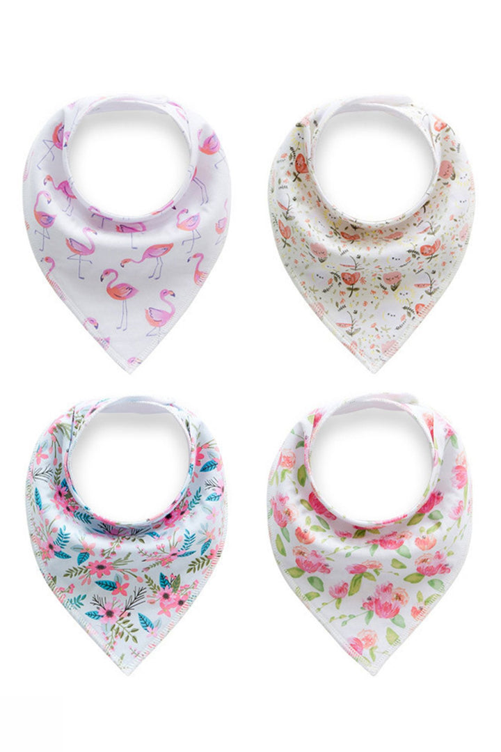 Flamingo Floral Cotton Baby Bandana Bibs (Set of 4) MOMZJOY.COM