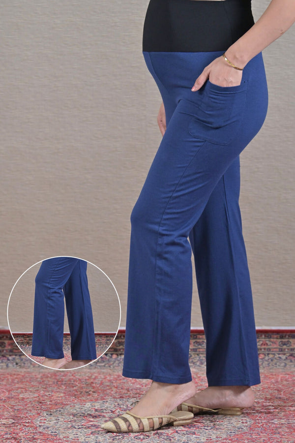 Indigo Blue Maternity Pant (VISCOSE LYCRA - STRAIGHT FIT) MOMZJOY.COM