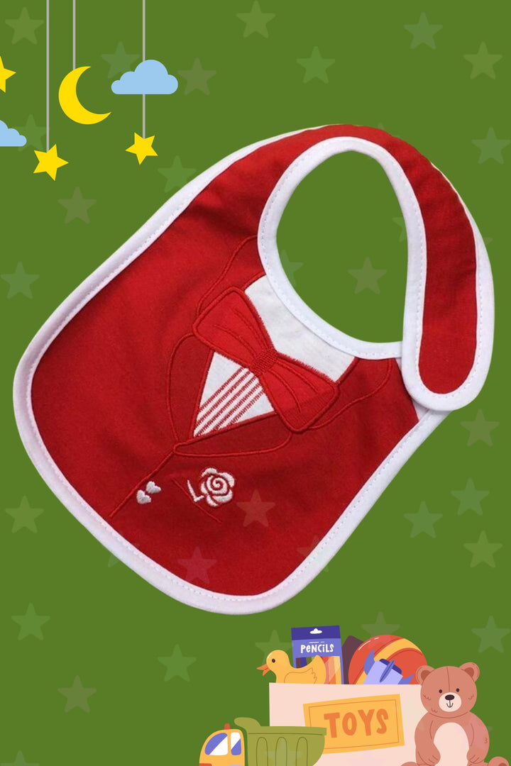 Red Bow Tie Rose Adjustable Baby Meal Bib (0-3 yrs) MOMZJOY.COM