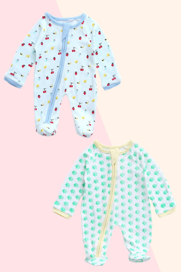 Piggy Fruit Punch Duo  - Sleeper Onesie (Set of 2) MOMZJOY.COM